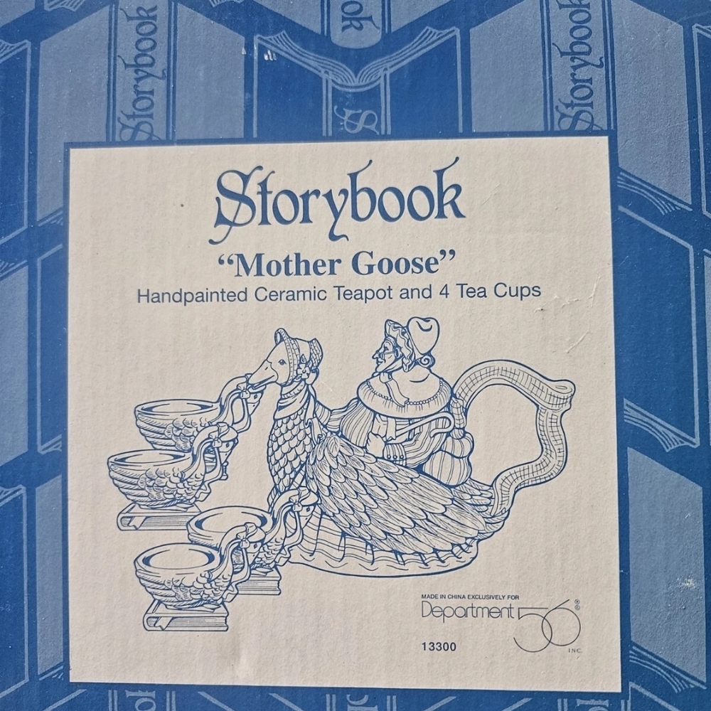 Department 56 Blue Storybook Mother Goose Teapot Set